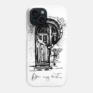 Author's drawing with the caption: "Open my heart." Phone Case