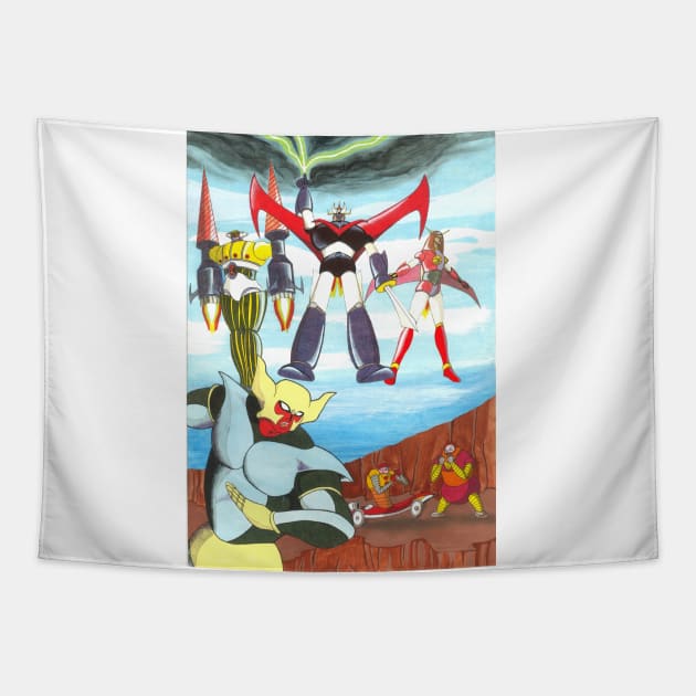 Jeeg VS Great Mazinger Tapestry by CristianoMarzio