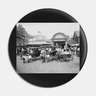 Goat Carriages at Coney Island, 1910. Vintage Photo Pin