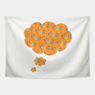 Cashmere pattern with orange font Tapestry