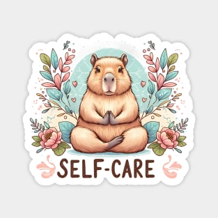 Self-care Capybara Meditating Among Flowers Magnet