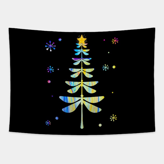 Dragonfly Christmas Tree Tapestry by Ghani Store