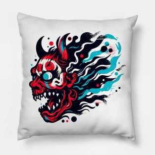 Oni demon head horror Pillow