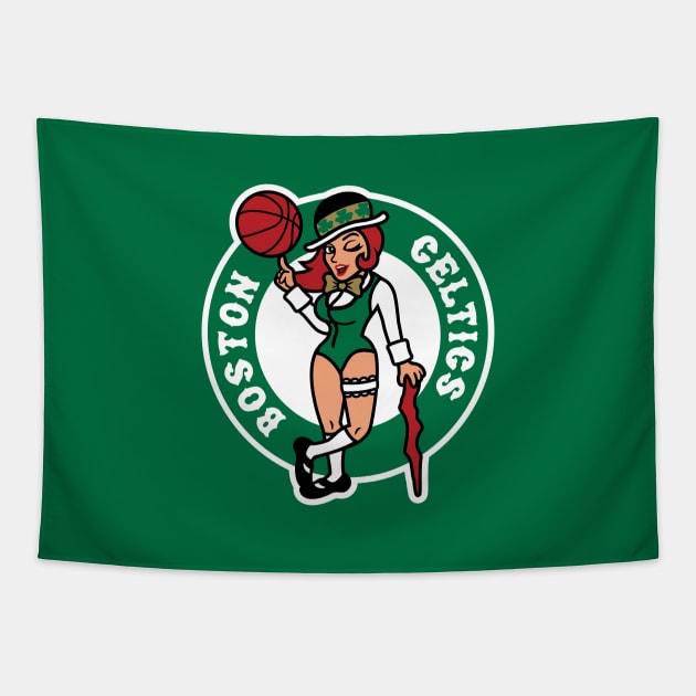 Boston Lady Celtics Tapestry by Carl Cordes