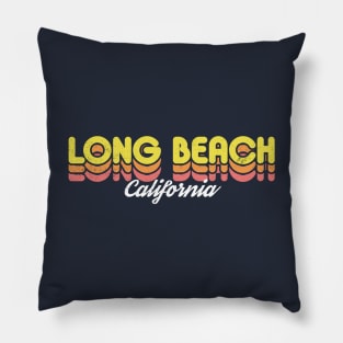 Retro Long Beach California Pillow