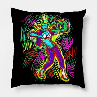 Alien Hip Hop Dancer with Boom Box Pillow