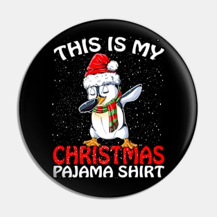 This is my Christmas Pajama Shirt Penguin Santa Pin