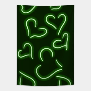 Neon Hearts Green Tapestry