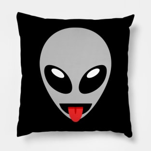 Alien Emoji With Tongue Sticking Out Pillow