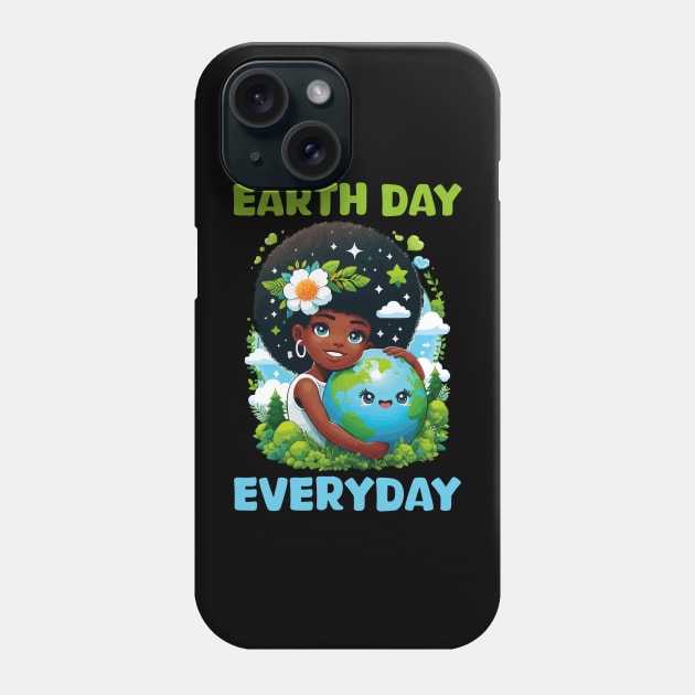 Earth Day Everyday Cute Afro Hair Girl Earth Day 2024 Funny Phone Case by JUST PINK