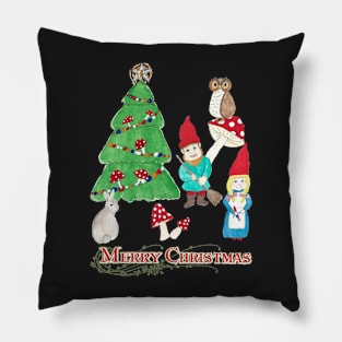 Gnome Merry Christmas Vintage Retro Holiday Design Pillow