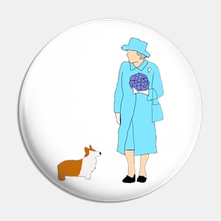 The queen and her corgi Pin