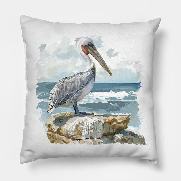 Pelican Art Pillow by zooleisurelife