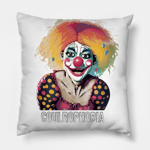 Coulrophobia, Fear of Clowns Pillow by FasBytes