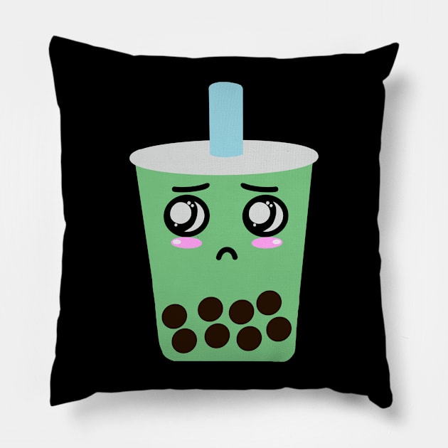 Sad matcha boba Pillow by tothemoons