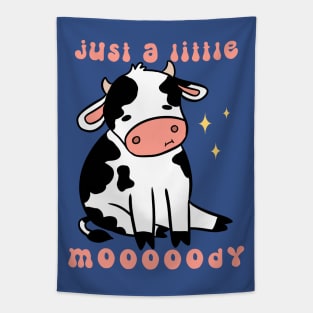 Just a little moody a cute and funny moody cow Tapestry