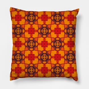 Orange Boxes on Light Orange Background with Mauve Shapes - WelshDesignsTP005 Pillow