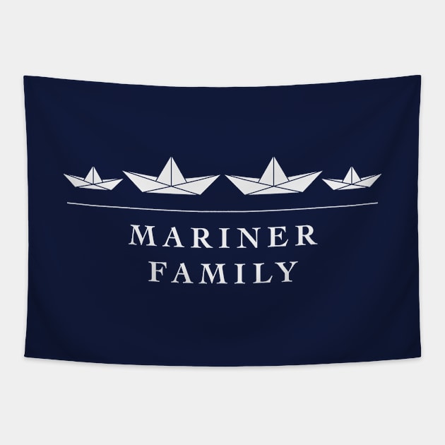 Mariner Family (Seafarer / Paper Boat / Paper Ship / White) Tapestry by MrFaulbaum