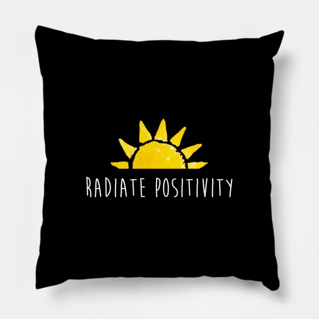 Radiate Positivity Cute Script Happy Summer Sun Pillow by mangobanana