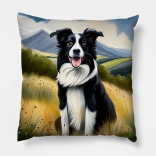 Border Collie in the Countryside Pillow