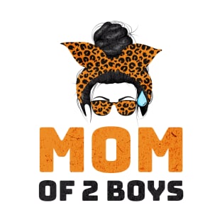 MOM OF 2 BOYS - Leopard Bandana Mom Graphic T-Shirt