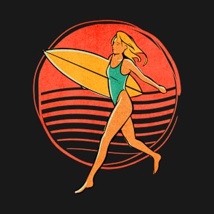 Surfer Girl Retro Sunset T-Shirt