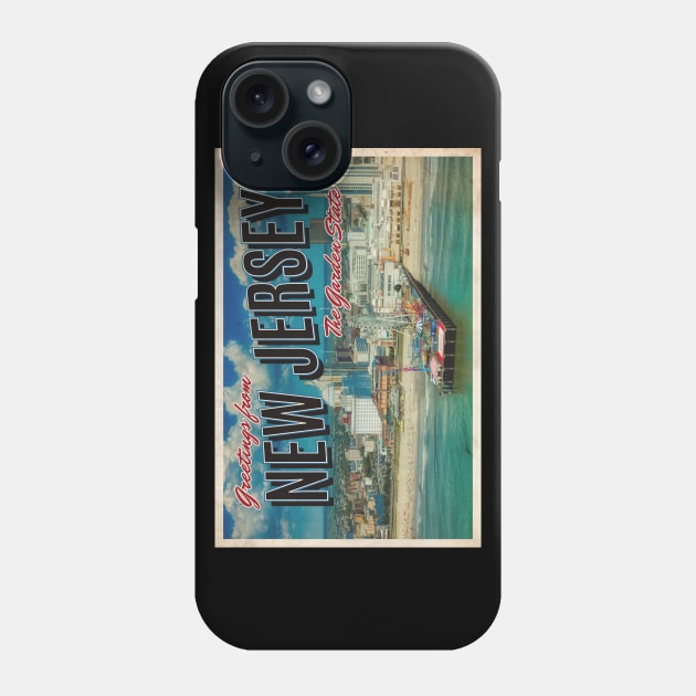 Greetings from New Jersey - Vintage Travel Postcard Design Phone Case by fromthereco