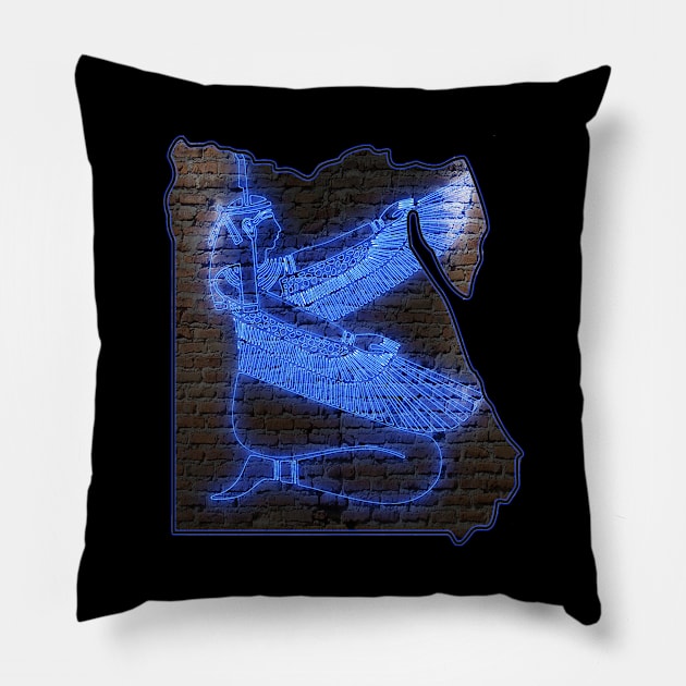 Maat - Egyptian Goddess - Neon Edition Pillow by momo1978