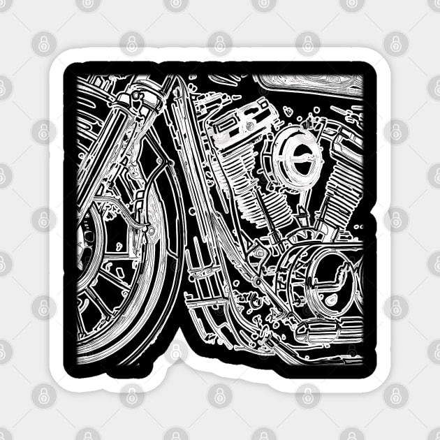 Motorcycle - Hog Lovers Engine Sketch Magnet by ToochArt