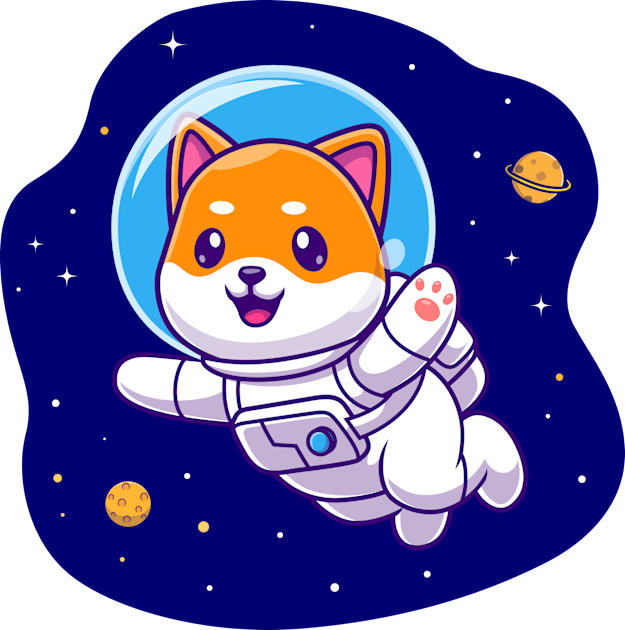 Cute Shiba Inu Astronaut Floating In Space Cartoon Kids T-Shirt by Catalyst Labs