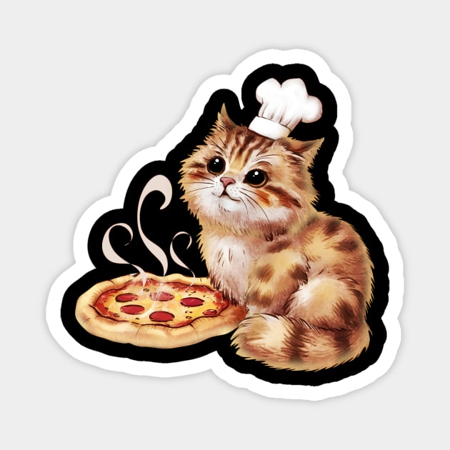 Cat with pizza Magnet by maryglu