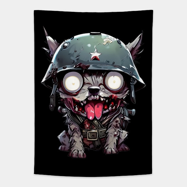 Spooky zombie dog soldier Tapestry by TomFrontierArt