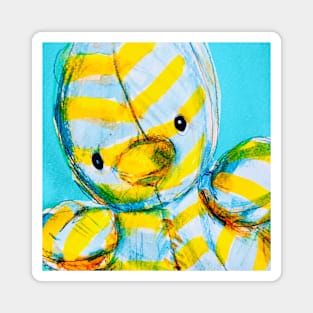 Striped Duckie Duck in Yellow and Blue Magnet