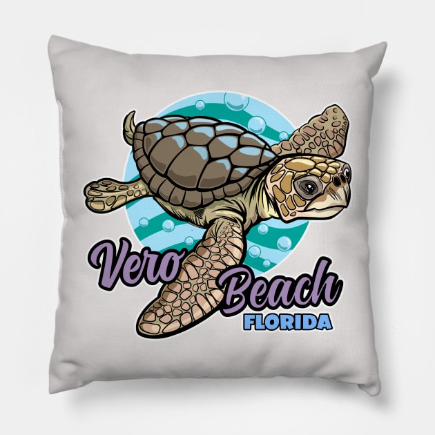 Loggerhead Sea Turtle Vero Beach Florida Pillow by SuburbanCowboy