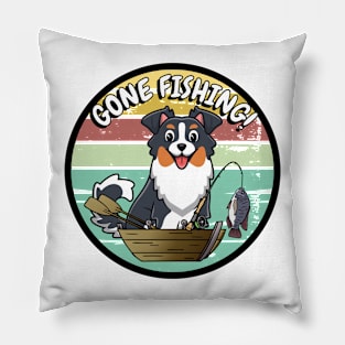 Funny Collie Dog has gone fishing Pillow