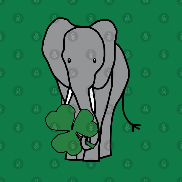 St Patricks Day Elephant with Shamrock by ellenhenryart