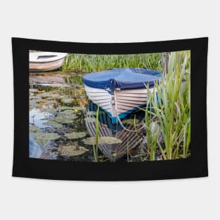 Moored row boat on the Norfolk Broads Tapestry