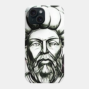 Ibn al Nafis Black and White Portrait | Ibn al Nafis Artwork 3 Phone Case