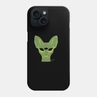 Three Eyed Creepy Sphynx Cat Spooky Green Horror Glowing Unique Edgy Punk Art Phone Case