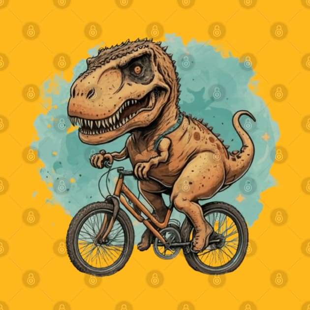 Cute dinosaur on a bicycle, dino t rex bicycling cute gift ideas by WeLoveAnimals