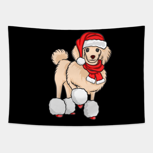 Cute Poodle Santa Wearing Christmas Hat Dog Lover Christmas Gift Tapestry by BadDesignCo