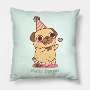 Cute Little Pug Is A Party Pooper Pillow