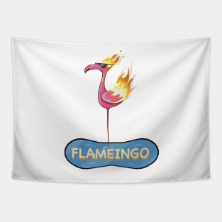 A Cool Flaming Flamingo (flamengo) Standing in a Pool (Text Variant) Tapestry