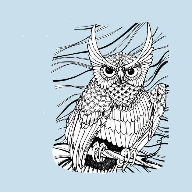 COLOR YOUR OWN TEE Tuff Owl - Owl Drawing - T-Shirt ...