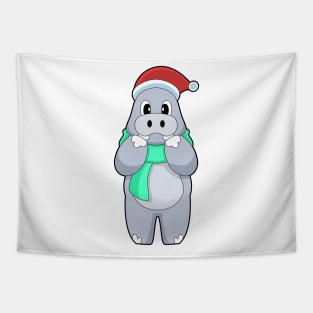 Hippo Christmas Scarf Tapestry