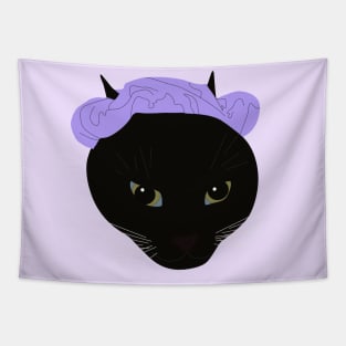 Purple Scrunchy Cat Tapestry