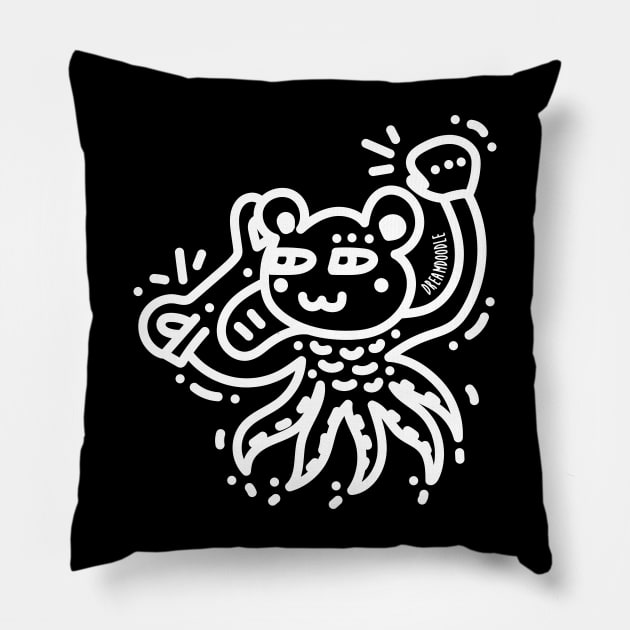 Coucou Weirdos White Teddy Pillow by Dreamdoodle