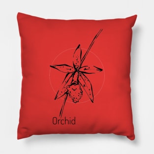 Orchid on red circle Pillow