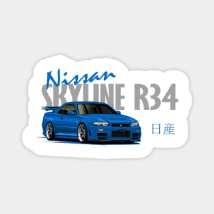 Nissan Skyline GTR r34 Blue, JDM Car Magnet