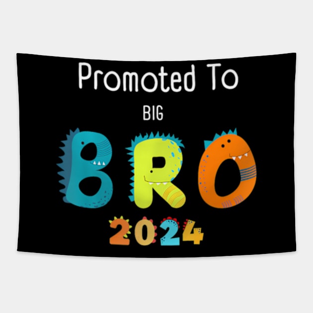 Kids Promoted To Big Brother Est 2024 Dinosaur TRex Boys Tapestry by POLOTEEZ